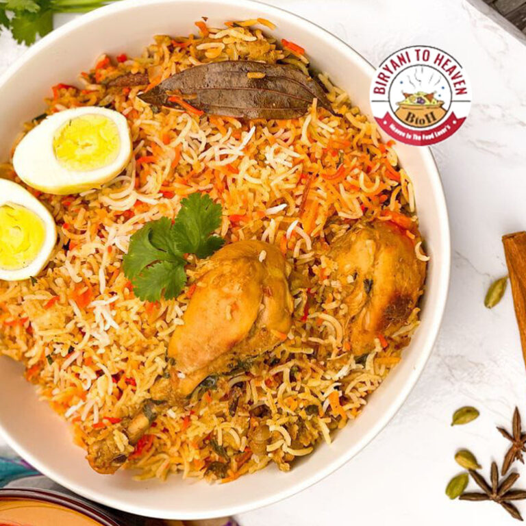 Basmati chicken biryani in biryani to heaven